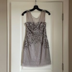BCBG Max Azria Abigail Lilac Grey Sequinned Cocktail Dress Size 0 (XXS)